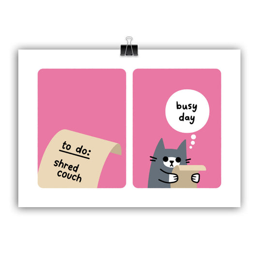 Small Print: "Busy Day for Cat"